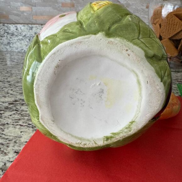 Pitcher, Vintage, Majolica, Ceramic Handpainted Garden Vegetables Decor, Italian - Picture 8 of 10